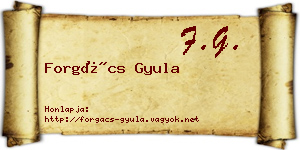 Forgács Gyula névjegykártya