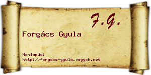 Forgács Gyula névjegykártya